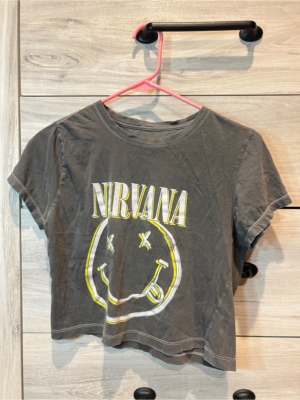 Nirvana Juniors Black Crop Graphic Tee